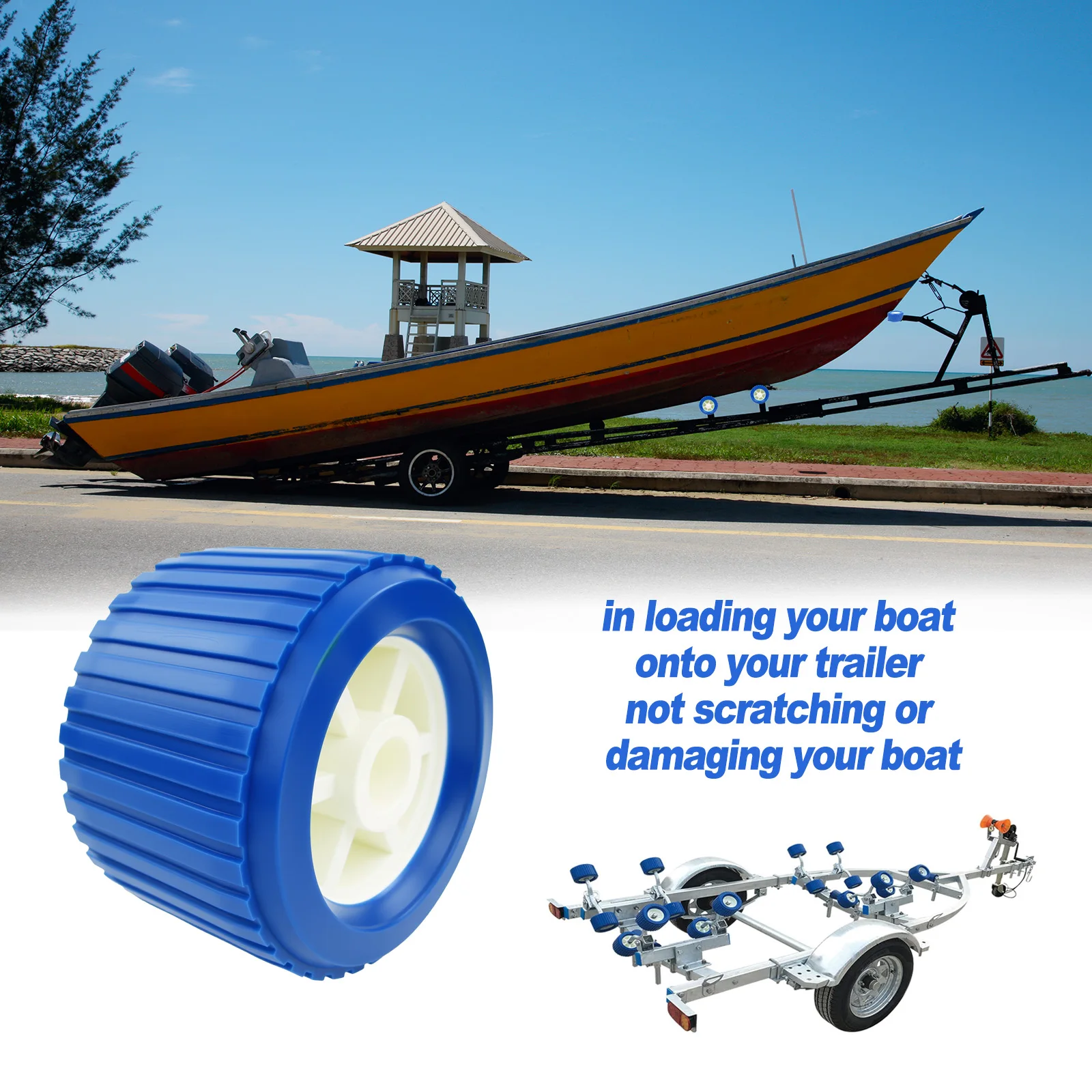 4 قطعة بكرات تمايل مضلعة بحرية 110 × 75 × 19 مللي متر لدعم مقطورة القارب وتحميل سلس #3