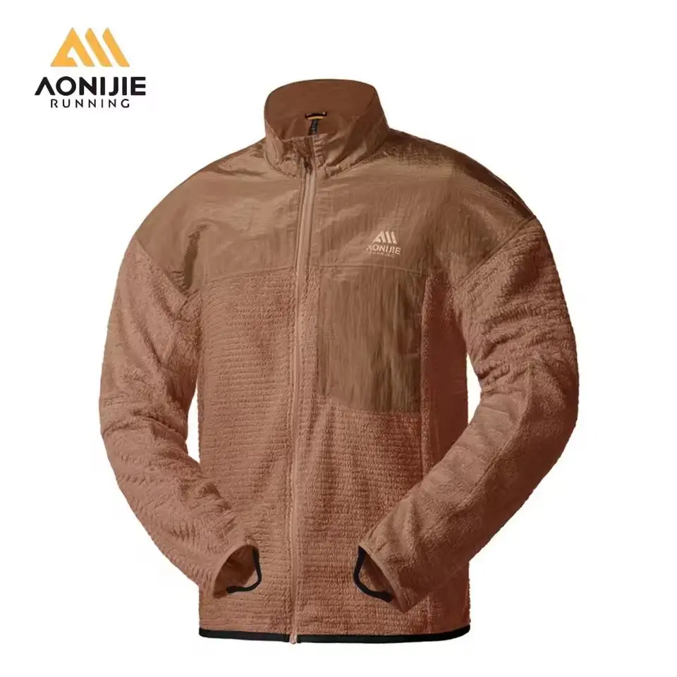 

AONIJIE Velvet Stand-Up Collar Jacket Outdoor Sports Warm Breathable Comfortable Windproof Outdoor Running Coat Camping Hiking