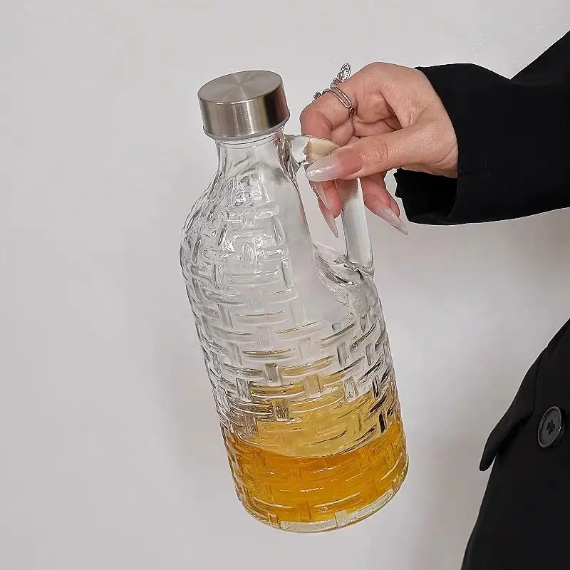 Kreative Glasflasche mit Griff und Verschluss, Spender für Wein, Öl und Essig, Küchenzubehör und -werkzeuge