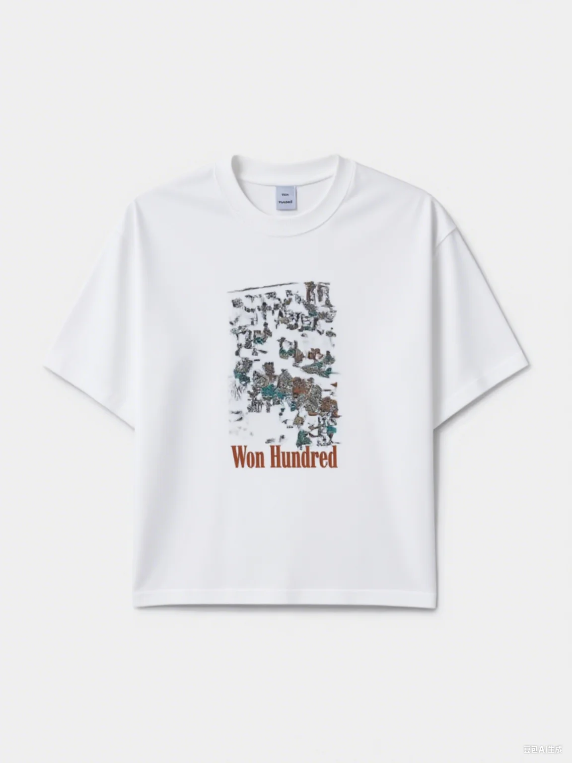 

Hundred Cotton Tee with Artistic Print Classic Brand Name Display Trendy Printed Brand Pure Cotton T-shirt Short Sleeve Unisex