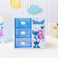 Stich Kuromi Melody 3 Grid Storage Box Desktop Stationery Storage Box Desk Pen Holder for Students Cartoon Desk Organizer