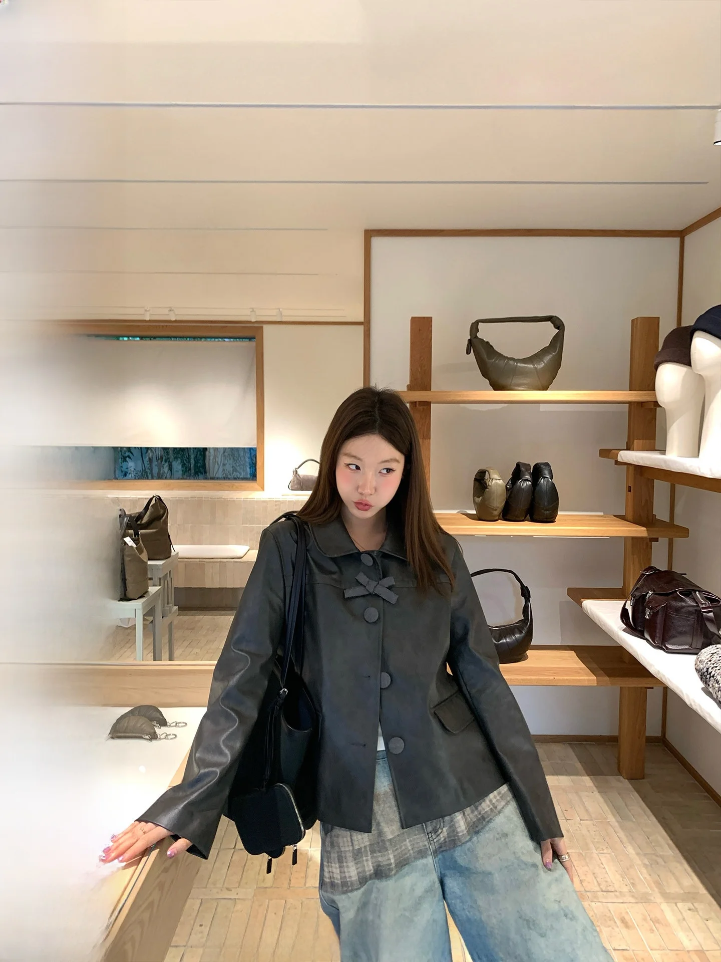 

Винтажная кожаная куртка Ranwear ручной работы с воротником-куклой, ветрозащитная, теплая, экологически чистая