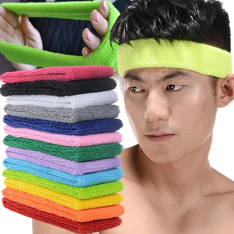 Unisex Sports Cotton Headband Wide Elastic Yoga Hair Bands Running Fitness Headwear Women  Elastic Head Warp Hairband Sweatband