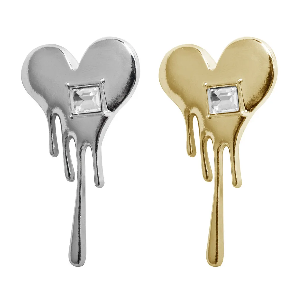 Fashion Simple Alloy Melting Heart Brooches For Women Unisex Crystal Enamel Love Heart Brooch Pins Casual Jewelry Gifts
