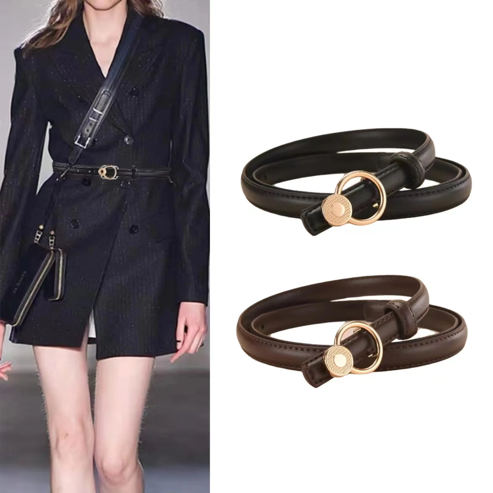 

Ladies high-grade simple matching personality niche alloy plate buckle women's waistband