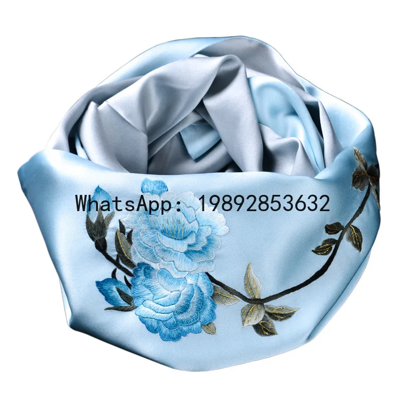 

PYJ silk embroidery mother silk scarf middle-aged woman mulberry silk hand-embroidered peony