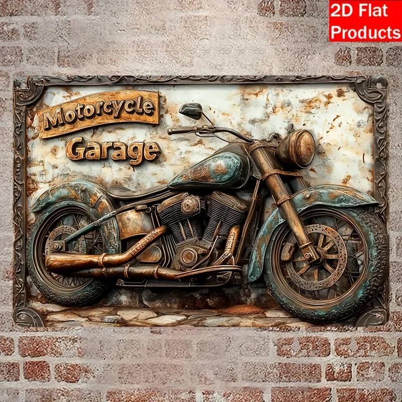 Vintage Motorcycle Garage Metal Wall Art - Rustic Iron Sign with Durable  Design, for Home, Bar, Cafe, and Farm Decor, P
