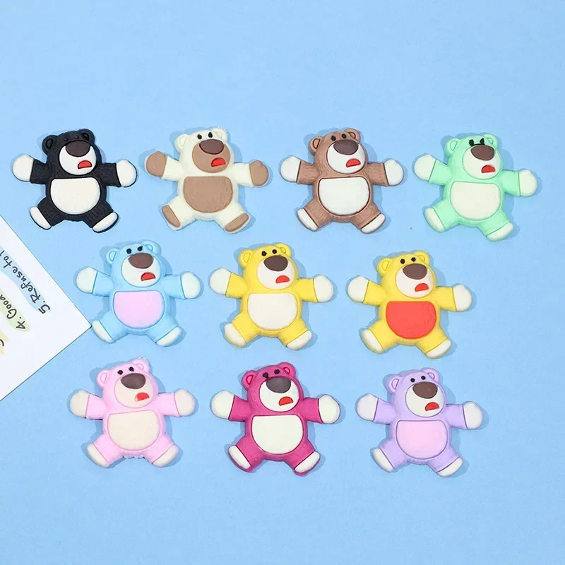 10 Pcs Cartoon Bear Pvc Soft Plastic Patch Diy Phone Case Organizer Fridge Sticker Material