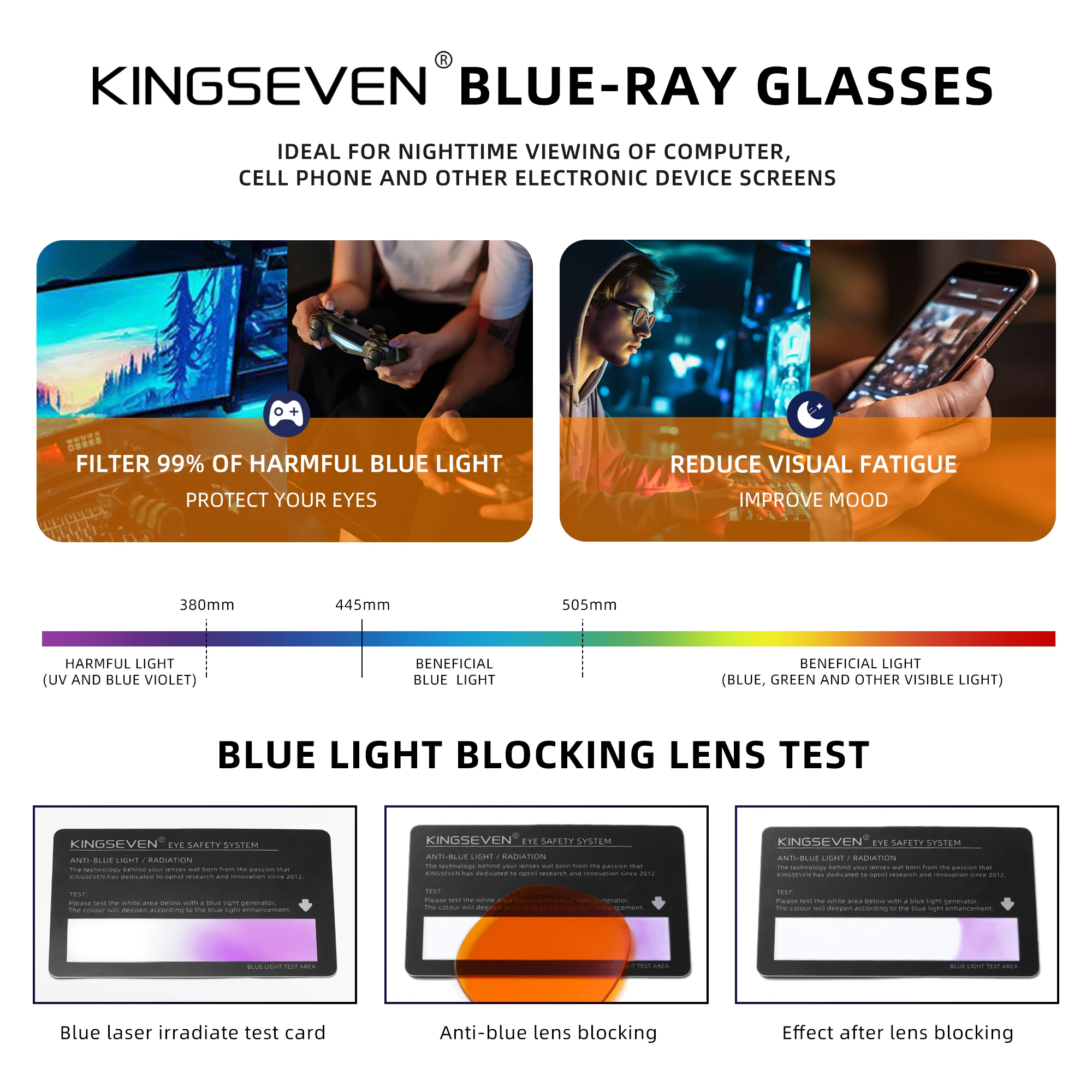 KINGSEVEN Causal Blue Blocking Glasses Ultralight uomo/donna Phone Computer Anti-Blue Ray Eyewear studenti Daliy usa occhiali da vista