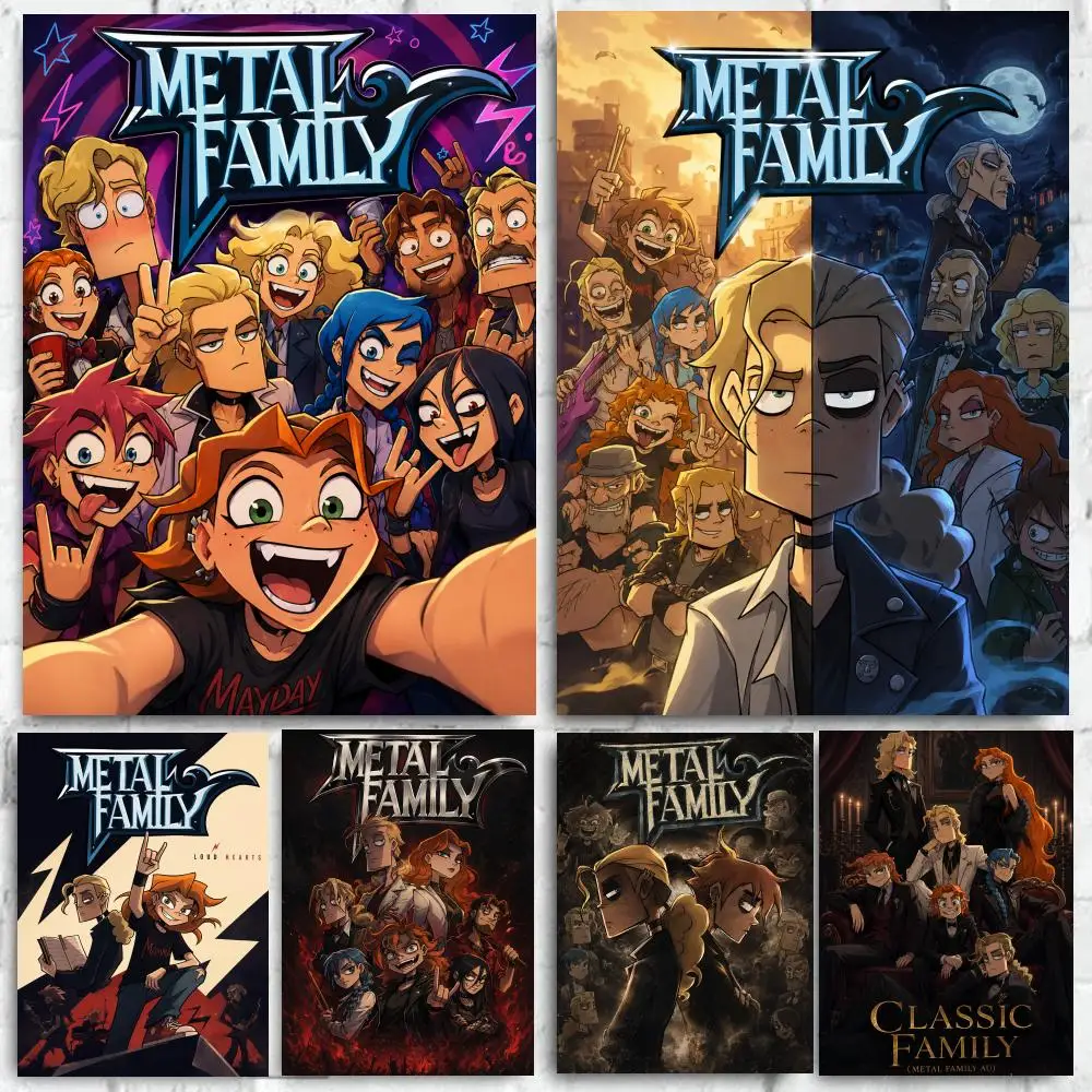 Anime Metal Family Poster Self-adhesive Art Waterproof Paper Sticker Coffee House Bar Room Wall Decor