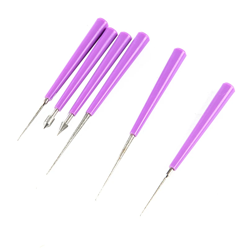 1set Diamond Pearl Glass Beads Tipped Reaming File Reamer Jewelry Tools Diamond Needle File Sets Beading Hole Enlarger Tools