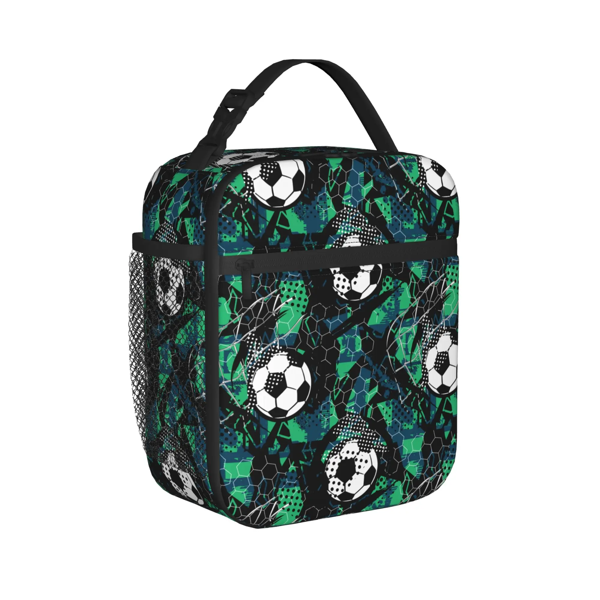 Lunch Boxes Abstract Football For boys Merch Grunge Soccer Ball Sport Lunch Container New Cooler Thermal Lunch Box For School