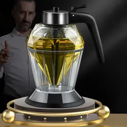 Diamond Shaped Glass Honey Dispenser 200ml Large Capacity Oil Dispenser Multifunction Glass Stand Oil Bottle Kitchen Supplie