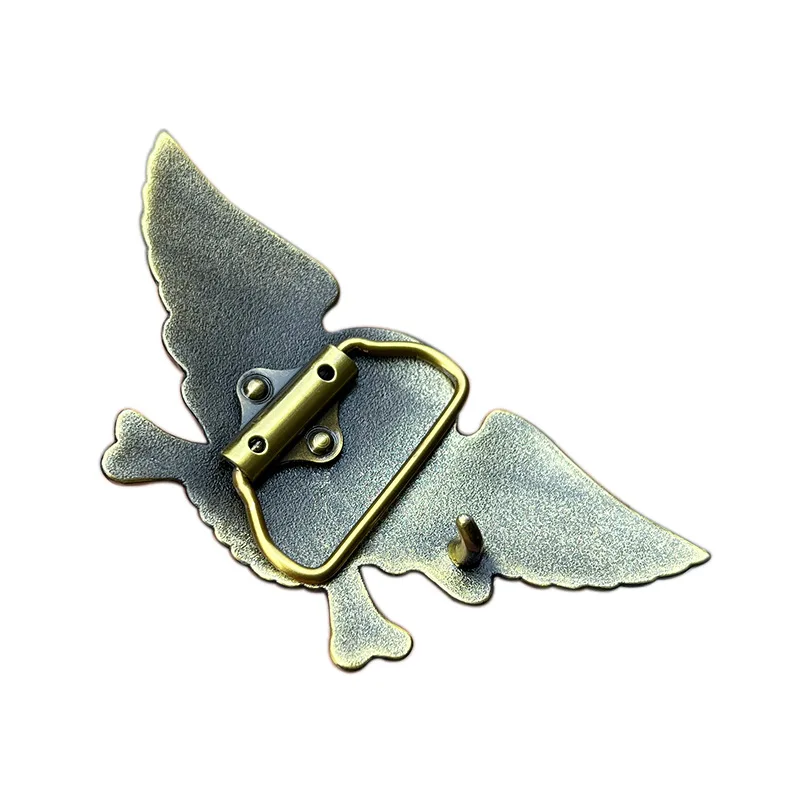 Hebilla de cinturón con ala de calavera estilo occidental