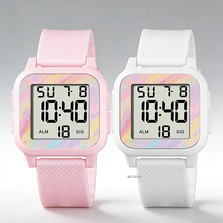 

Спортивные часы MAYZHISU для мужчин и женщин, повседневные часы для пар, водонепроницаемые, светящиеся, с будильником, ультратонкие, электронные часы для студентов