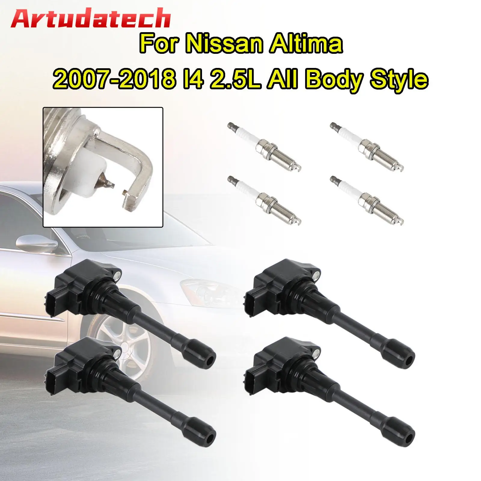 

Комплект из 4 катушек зажигания Artudatech для Nissan Altima Sentra Rogue X-Trail Tiida 2.5L UF549, автомобильные аксессуары