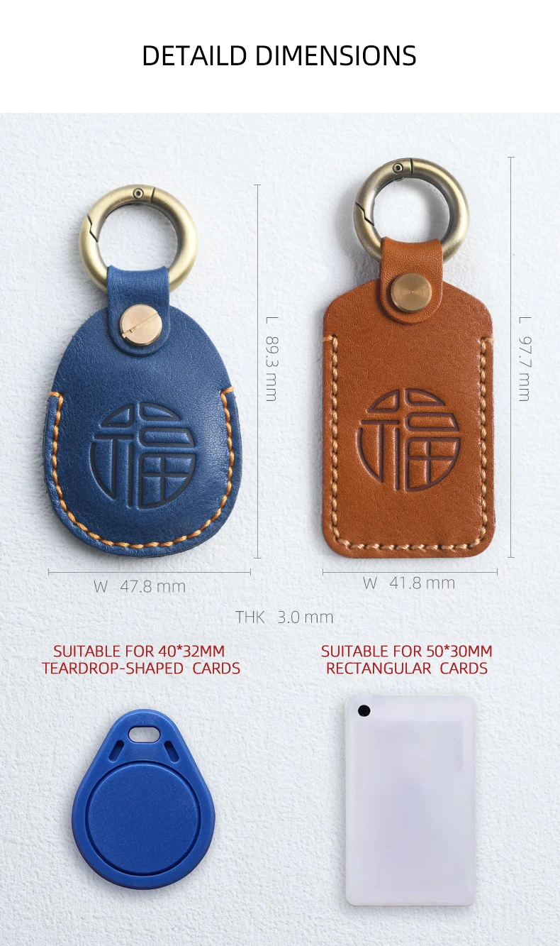 Echtes Leder für AirTag Schlüsselanhänger, Zugangskontrollkarten-Schutz, tragbarer NFC Smart Key – Detail 6