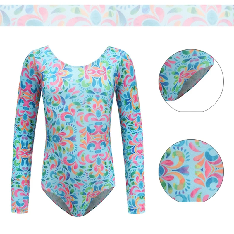 3-13 Years Children Girls Leotards Dance Costume Spring Autumn Long Sleeves Ballet Chinese Dance Gymnastics Skate Bodysuit