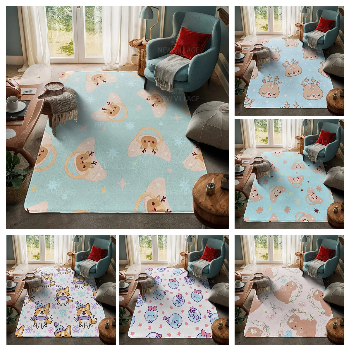 

House entrance carpet Home door mat Living Room Bath Foot bathroom non-slip water absorption rugs bath cute animal cartoon dogs
