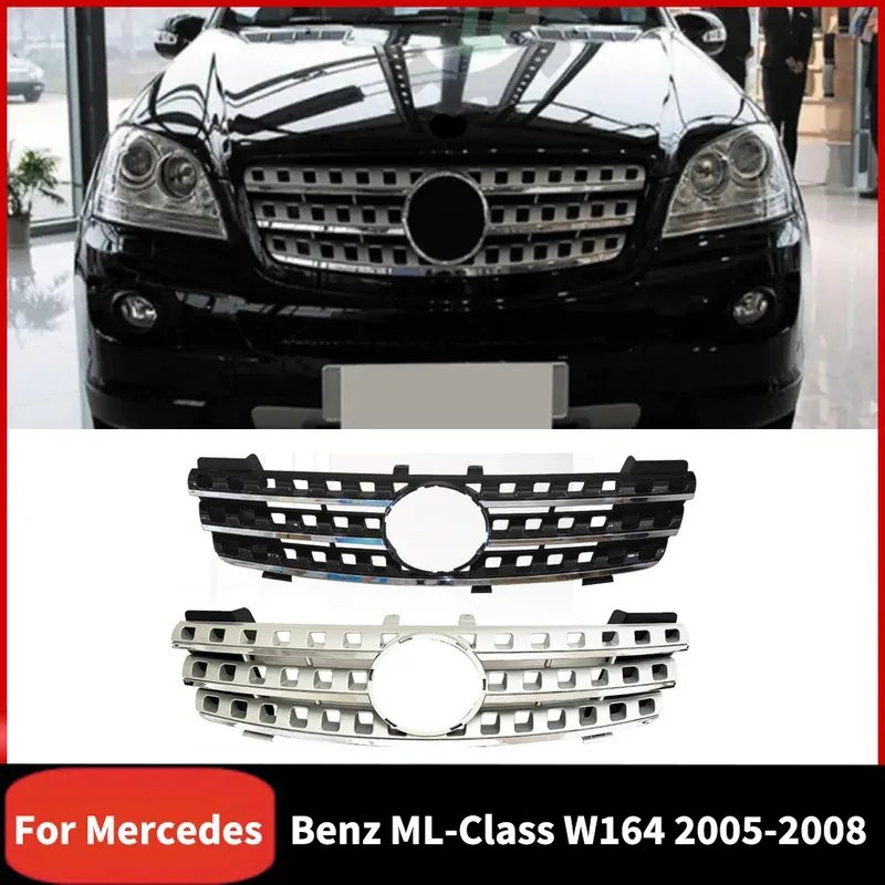 

For Mercedes-Benz ML-Class W164 ML320 ML350 ML550 2005-2008 Car Front Bumper Grille Upper Racing Grill Guard Protector Cover