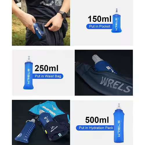 WRELS Folding Water Bottle TPU BPA-Free Collapsible Soft Flask Outdoor Sport Hiking Camping Running Portable Soft Water Bottle - Image 4
