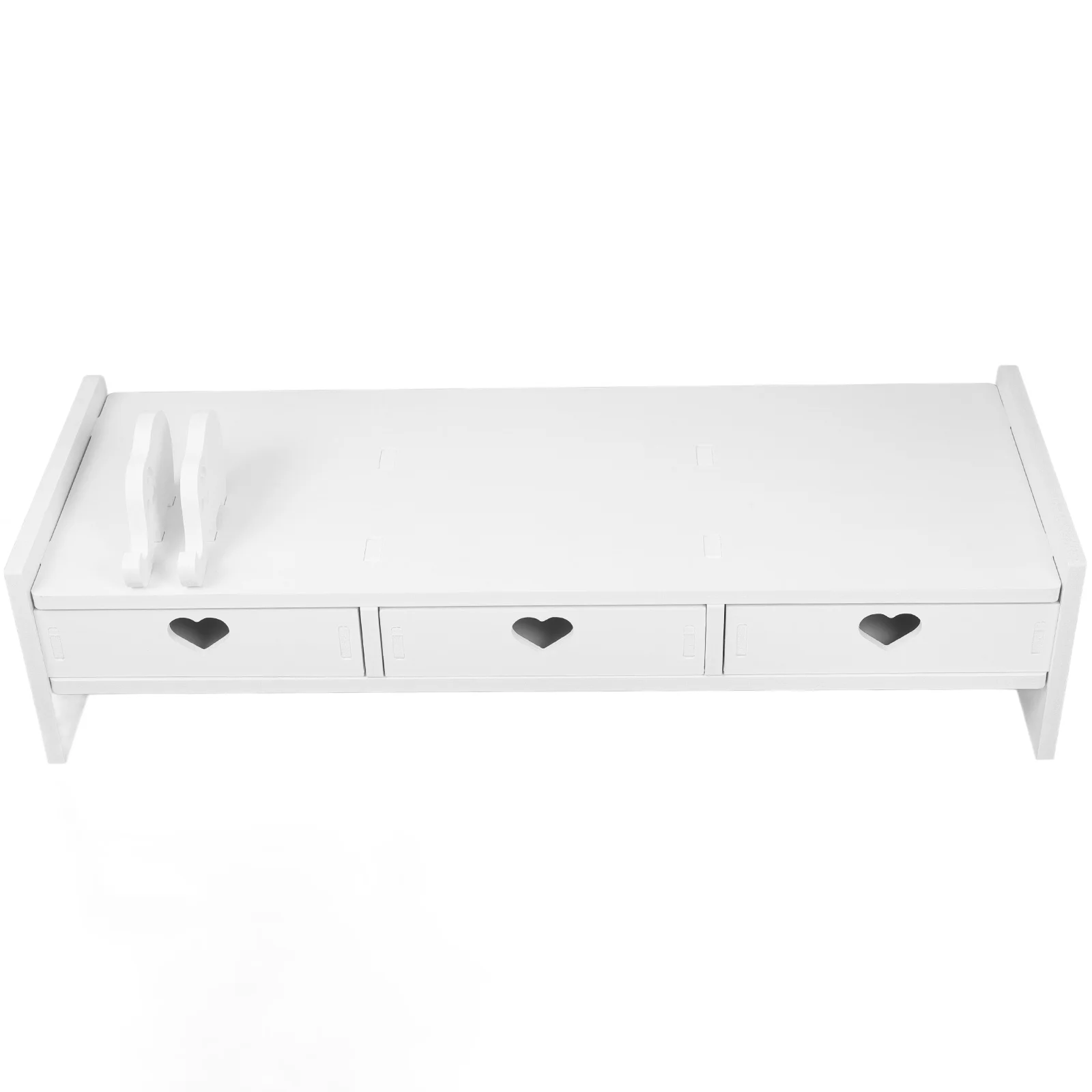 Sleek Monitor Riser With Storage Drawer Pvc Wood-Plastic Composite For Desk Office Organizer Keyboard Shelf White Desktop Stand