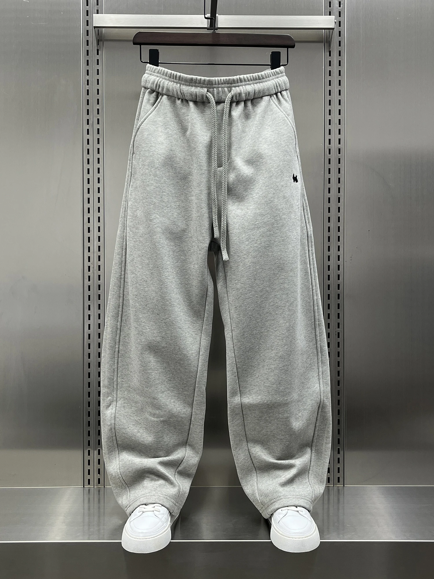 

Men's Thiened Fce Lined Loose Fit Casual Pants Autumn Winter Faion Brand Spor Sweatpants Korean Sle Straight Leg