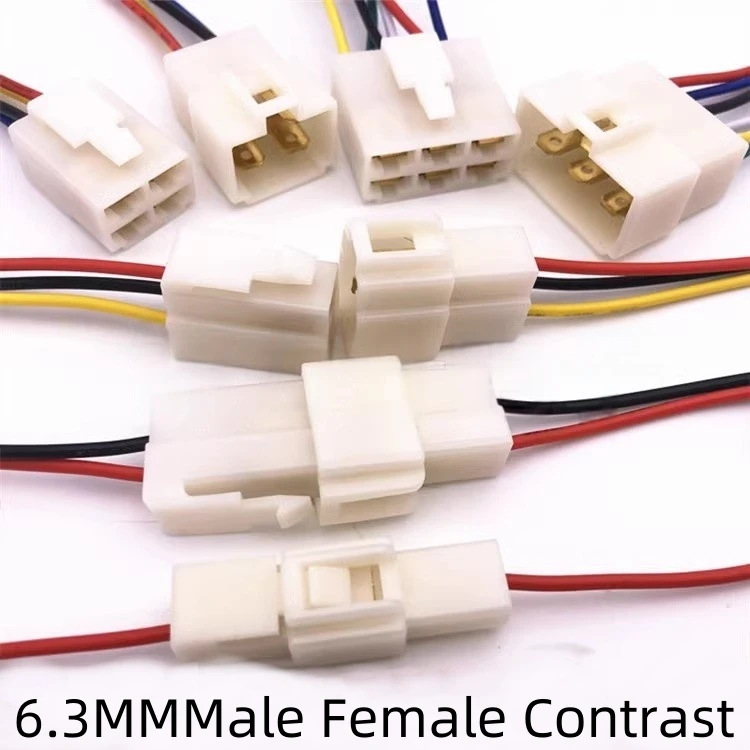 1PCS 6.3MM Connector with Wire Automotive Connector Auto Motorcycle Male and Female Pair Terminal Wire Connector 1P2P3P4P6P7P8P9