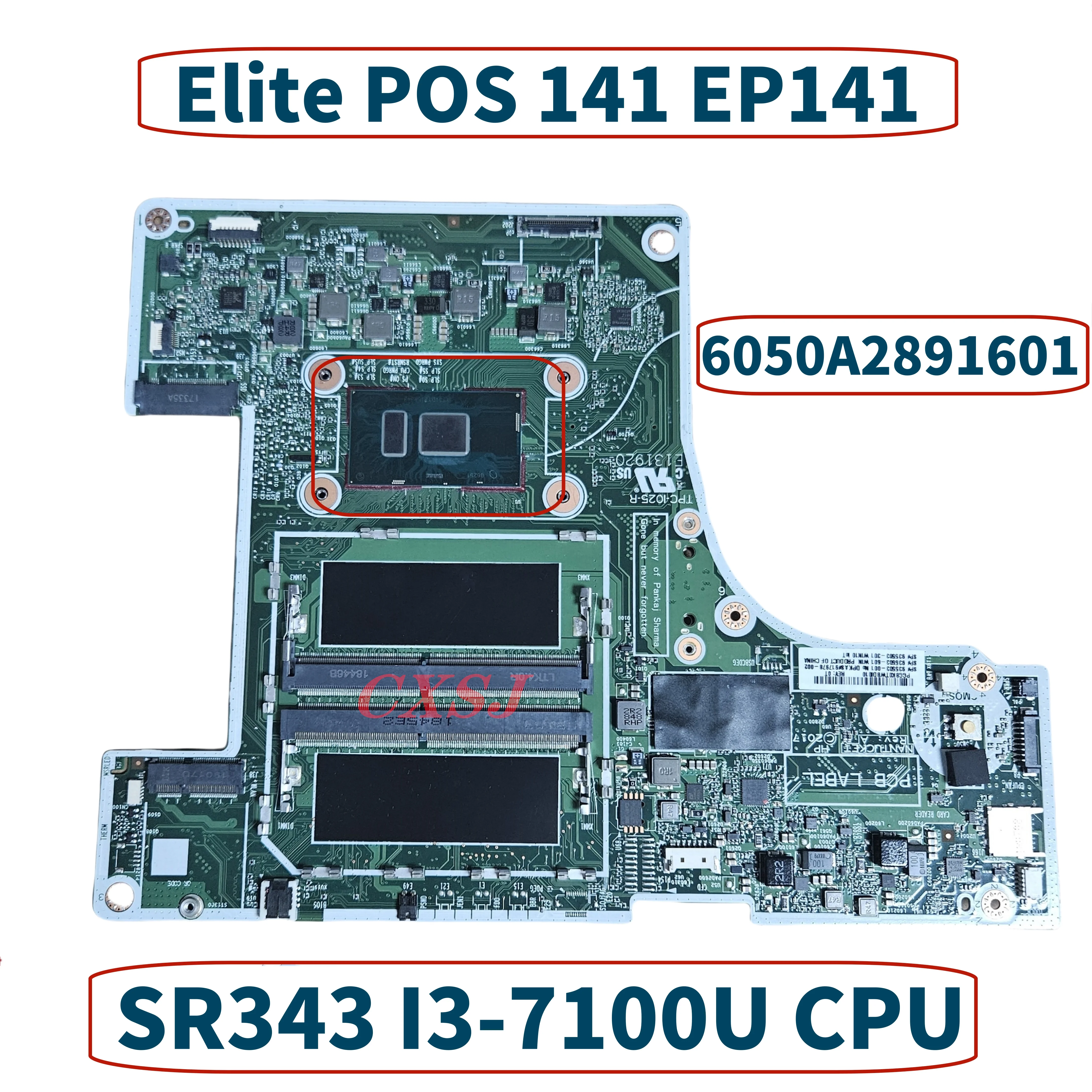 

NEW 935503-001 935503-601 935503-301 For HP Elite POS 141 EP141 Laptop Motherboard 6050A2891601-MB-A01 With SR343 I3-7100U CPU