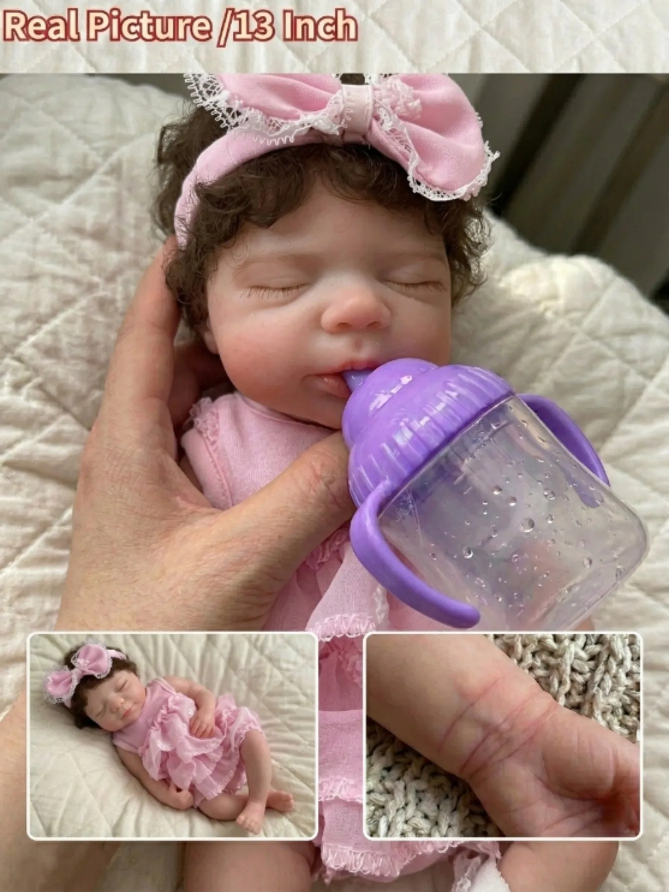 

13 Inch Pascale Silicone Reborn Doll Rooted Hair Handmade Newborn Doll For Birthday Gifts