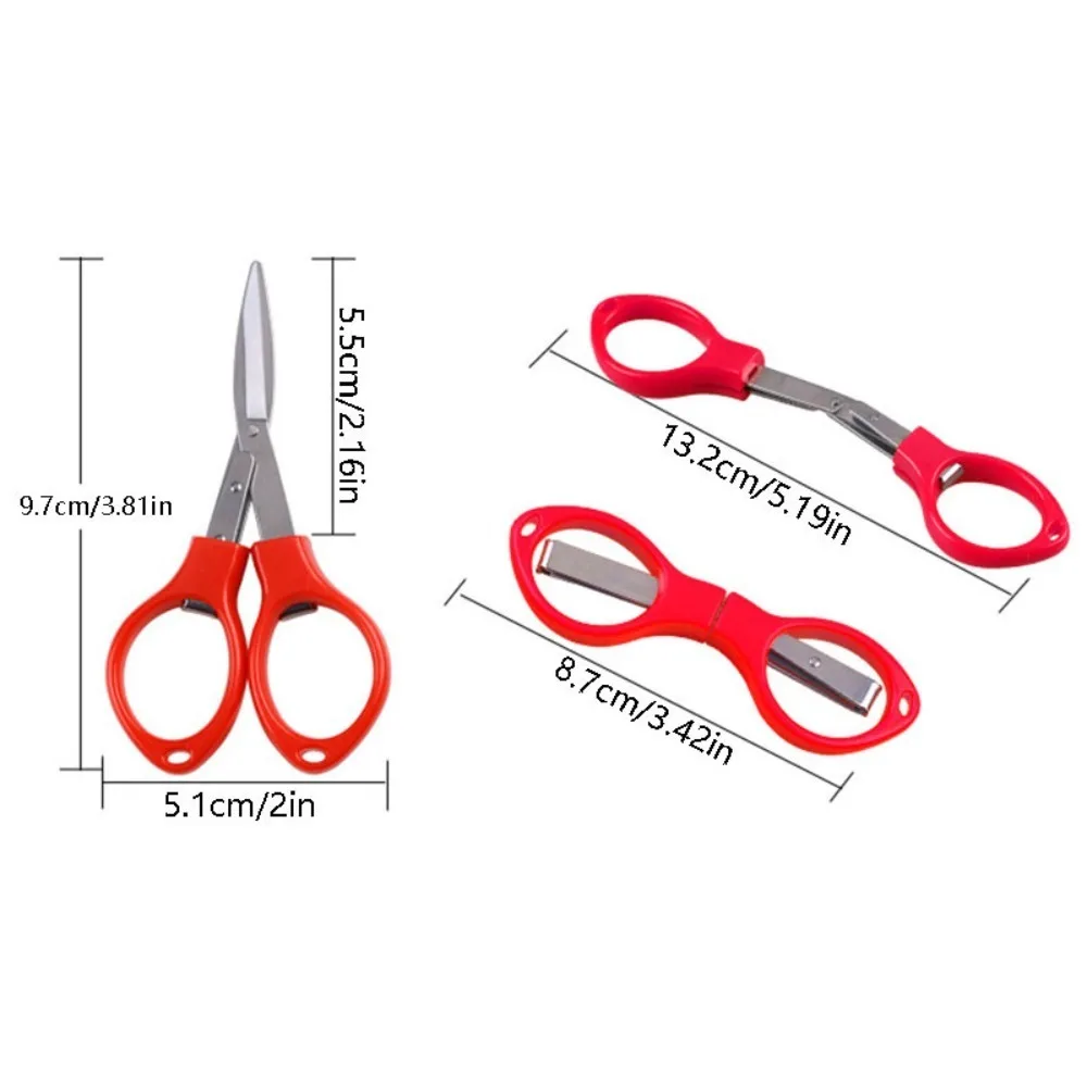 1/5Pcs Multifunction Folding Scissor DIY Tools Plastic Handle 8 Words Stretch Shears Stainless Steel Safe Scissors