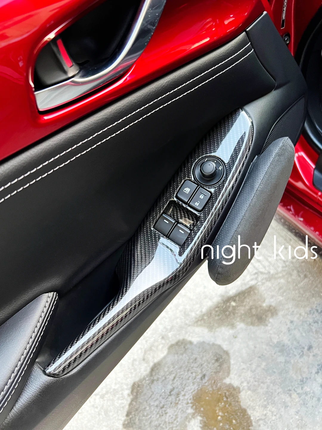 Night Kids for 2016-2023  MX5 ND Carbon Fiber Window Control Panel Sticker MX-5 Miata ND Dry Carbon Fiber Accessories