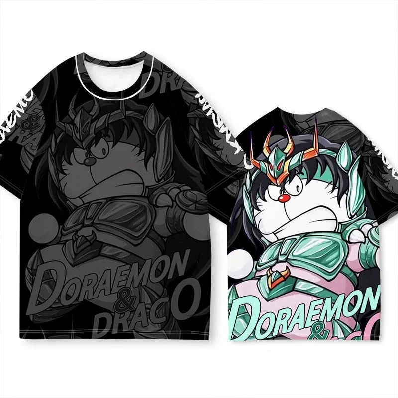 

Bandai 2026 Summer Dingdang Cat Saint Seiya Trendy Doraemon Anime Peripheral Breathable and Comfortable Parent Child T-shirt