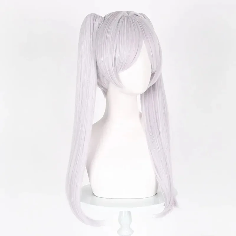 

AIAI 2025Cosplay Frieren White Double Ponytail With Bangs Synthetic Long Straight Cute Girl Beyond Journey's End Wig Daily P