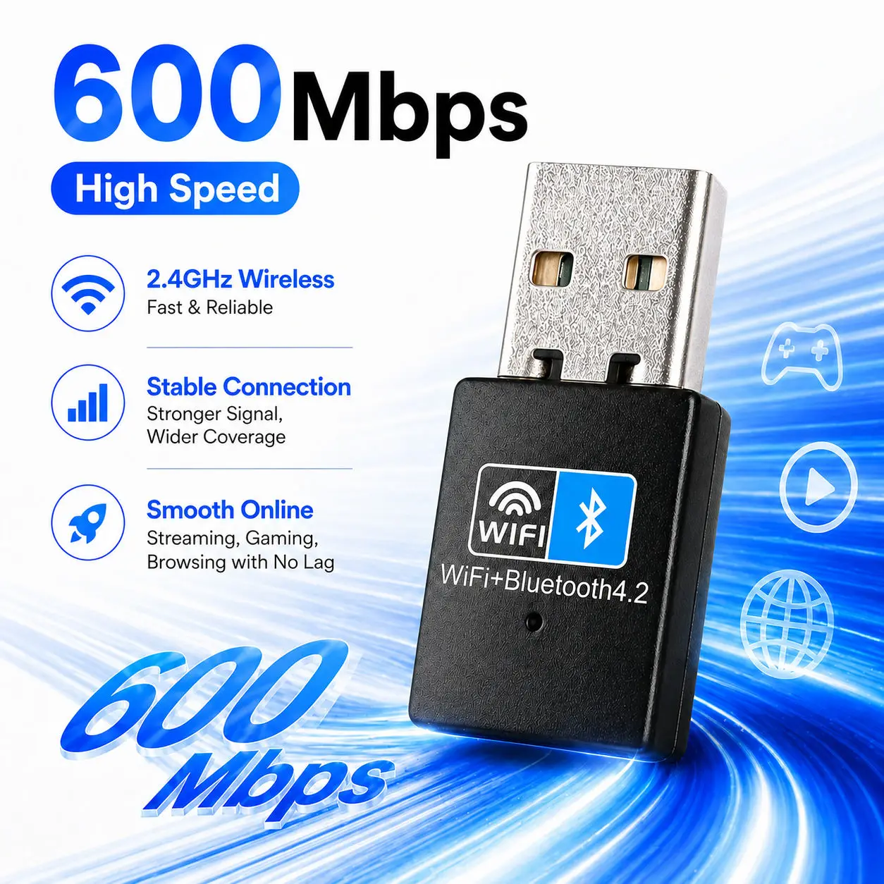 AX900M USB WiFi 6 Bluetooth 5.4 Adapter 2-in-1 Driver-Free Dual Band 2.4G 5G Wireless Network Receiver Plug&Play WiFi Dongle for