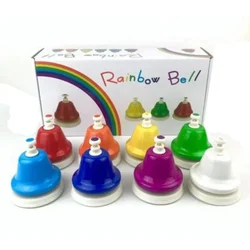 8-Note Hand Bell Children Music Toy Rainbow Percussion Instrument Set 8-Tone Bell Rotating Rattle Beginner Educational Toy Gift