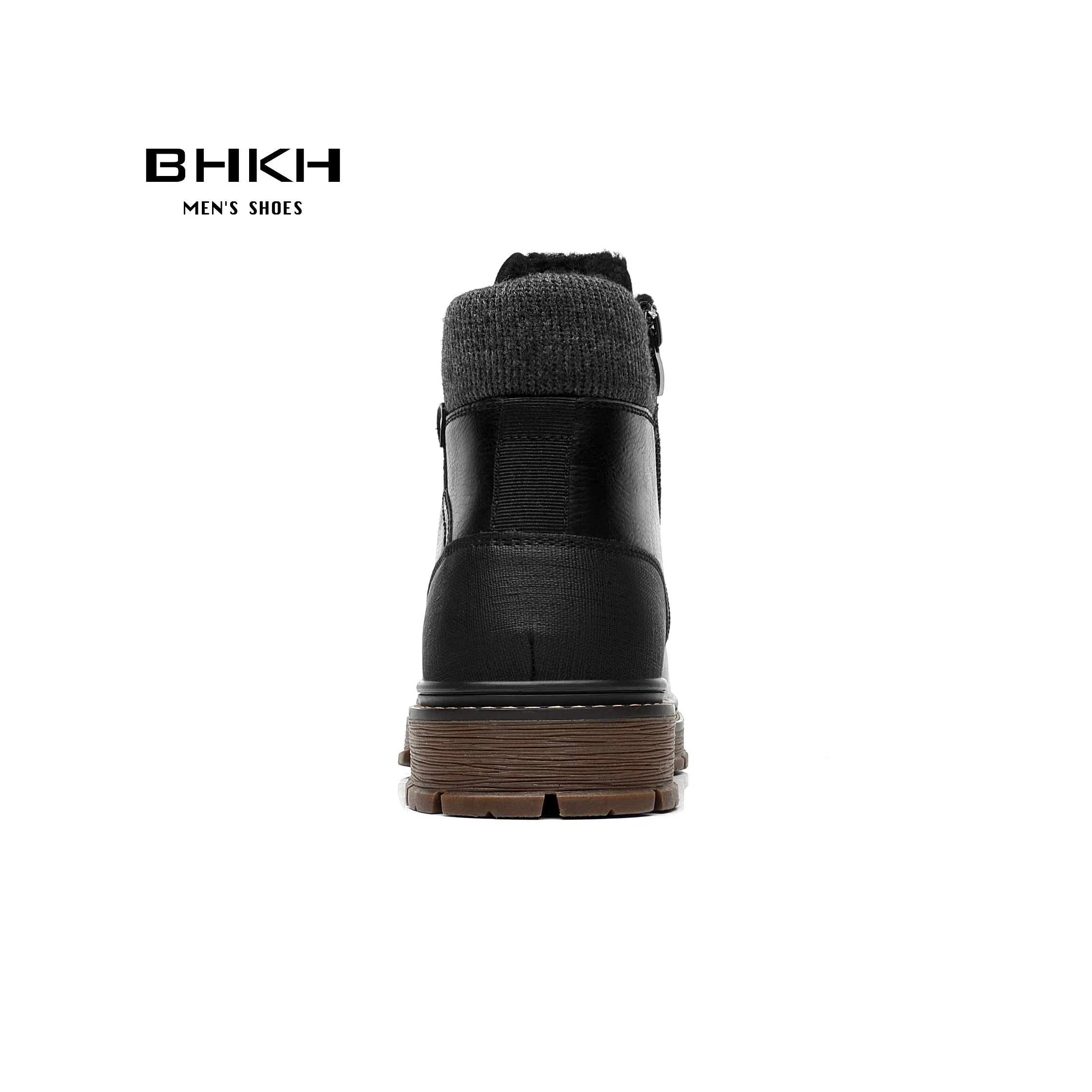 BHKH 2024 Winter Men Boots Zip Lace-up Ankle Boots Comfy Snow Boots Fashion Men Casual Boots Man Shoes