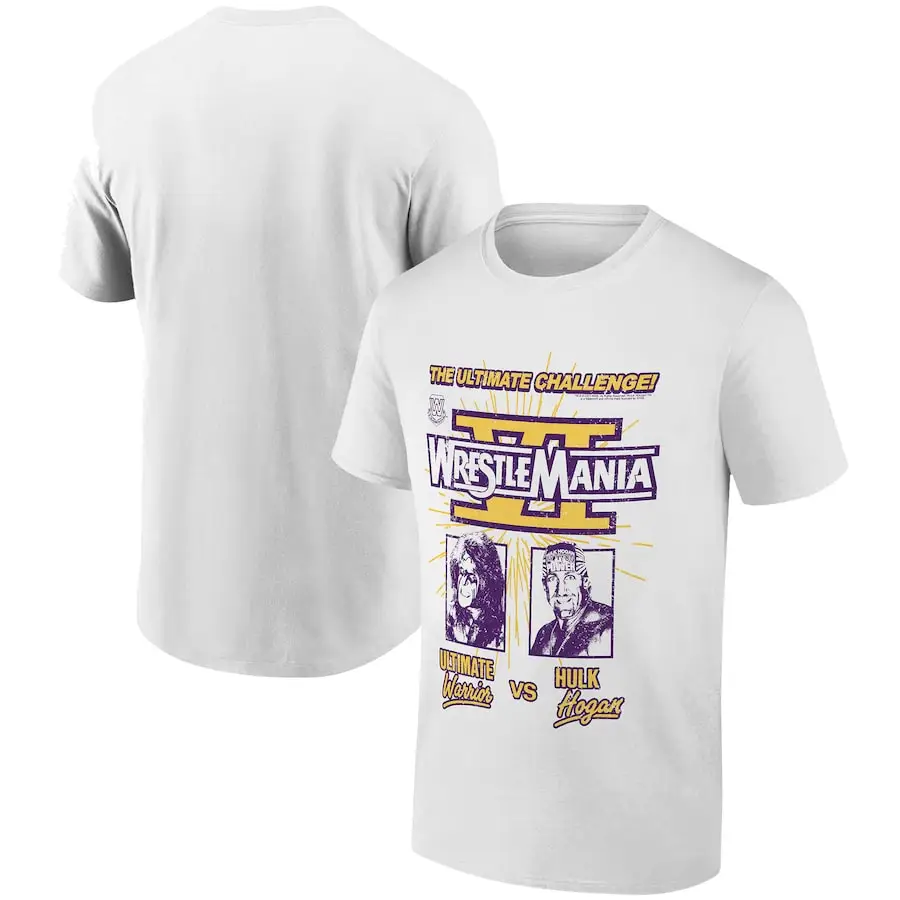 Men'sWhite  VI Ultimate Warrior vs. Hulk Hogan Graphic T-Shirt