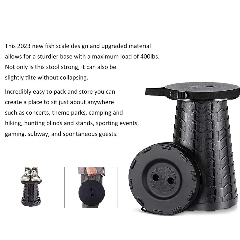 Upgraded Portable Foldable Folding Stool Retractable Folding Camping Stool Suitable For Adults Outdoor Fishing Gardening