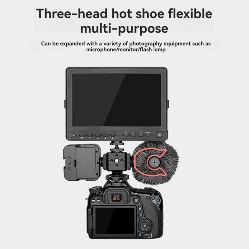 Умный тройной адаптер для крепления горячего башмака, 1/4 отверстия Arri, основание монитора горячего башмака, держатель кронштейна для заполняющего света микрофона для клетки зеркальной камеры