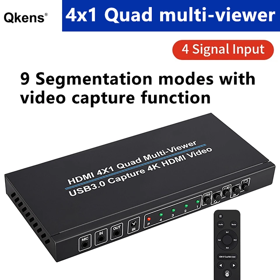 1080P 60fps HDMI To USB3.0 Camera Laptop PC Live Streaming Recording Video Capture Card 4K 4x1 HDMI Multiviewer Seamleass Switch