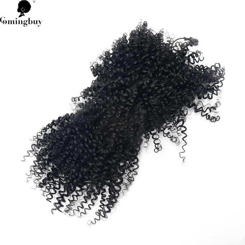 Kinky Curly Clips Human Hair Drawstring Ponytail With Bangs Brazilian Remy Human Hair Curly Ponytails For Black Women Virgin