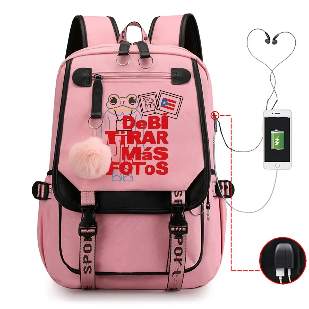 Pop Singer Backpack USB Charging Port School Bag Rucksack Mochilas Casual Daypack for Teen Boys Girls Daily Travel Bagpack