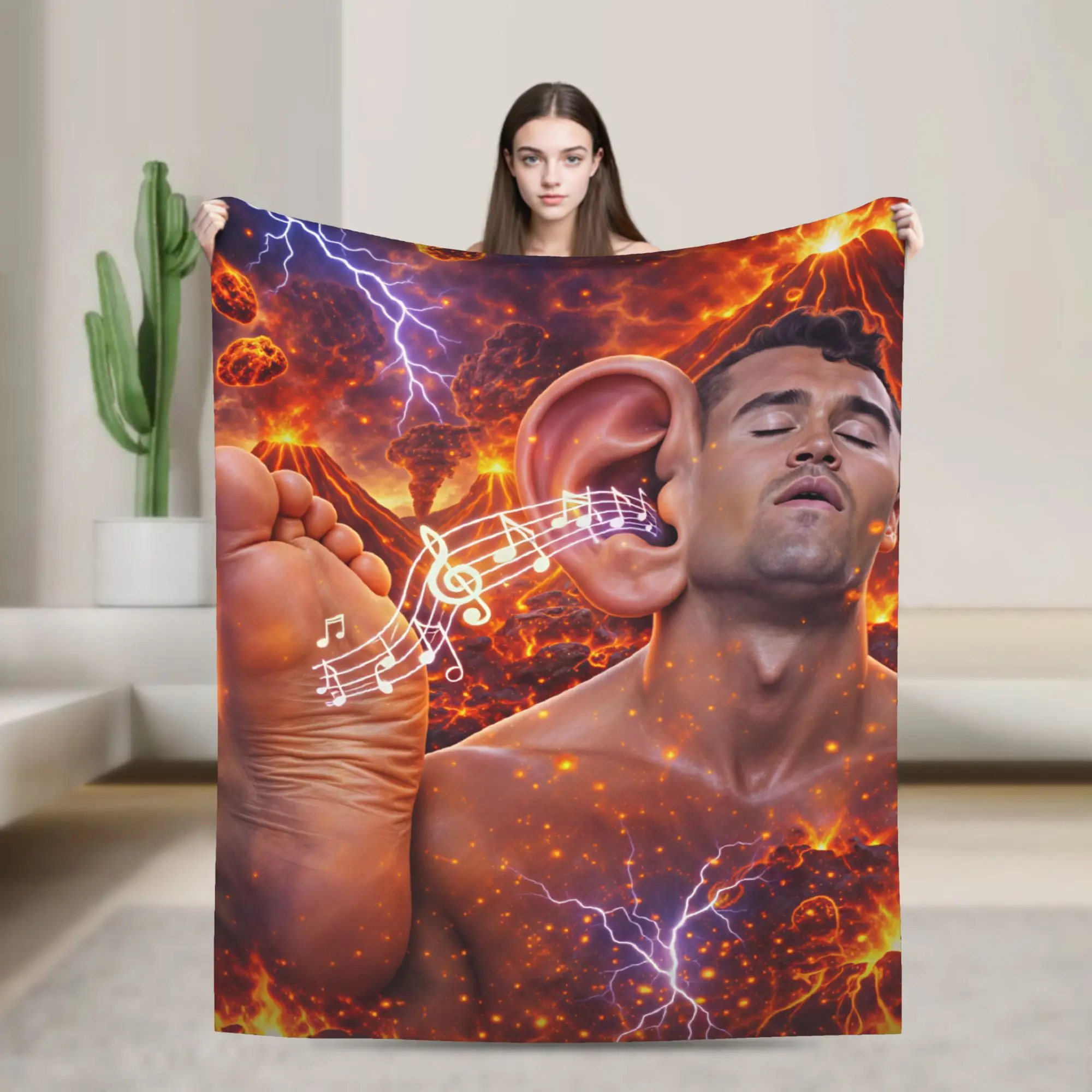 Volcano Lightning Big Ear  Blankets Girl Charlie Kirk Flannel Throw Blanket For Bedroom Comfortable Custom Quality Bedspread