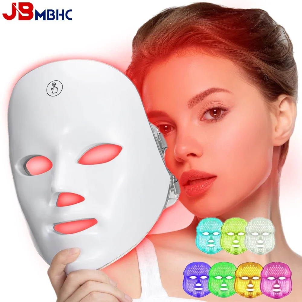 Rechargeable Facial LED Mask 7 Color Pdt Photon Therapy Firming and Whitening Skin Beauty Face Machine PDT Treatment Light