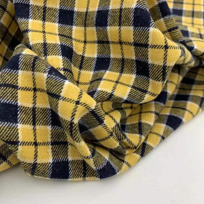 Flannel Twill Spring Clothing Cotton Yarn Dyed Plaid Shirt for Dress Multi Color Selection Wholesale Cloth by the Meter for Sew