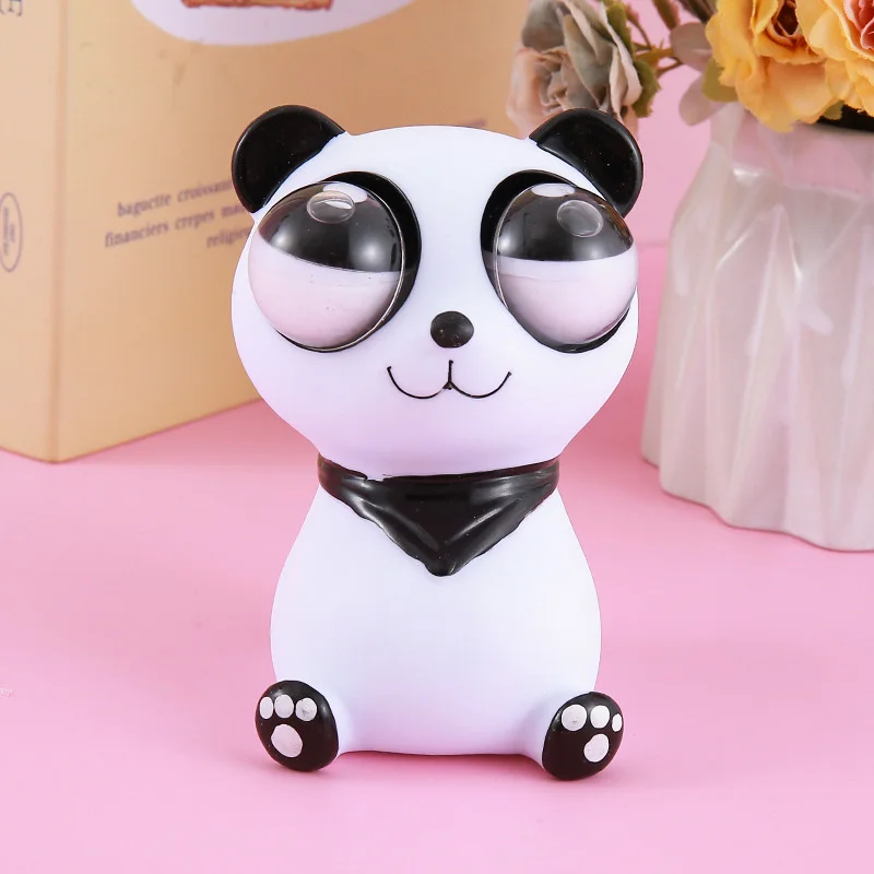 かわいい目飛び出すパンダフワフワそわそわおもちゃ動物ストレスリリーフボール減圧感覚スクイーズ大人子供のためのホリデーギフト