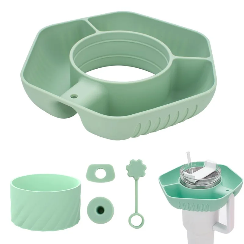 Snackschale für Stanley Cup, Silikon-Snacktablett, kompatibel mit Stanley Cup Quencher 1.0 30oz 40oz Tumbler mit Griff