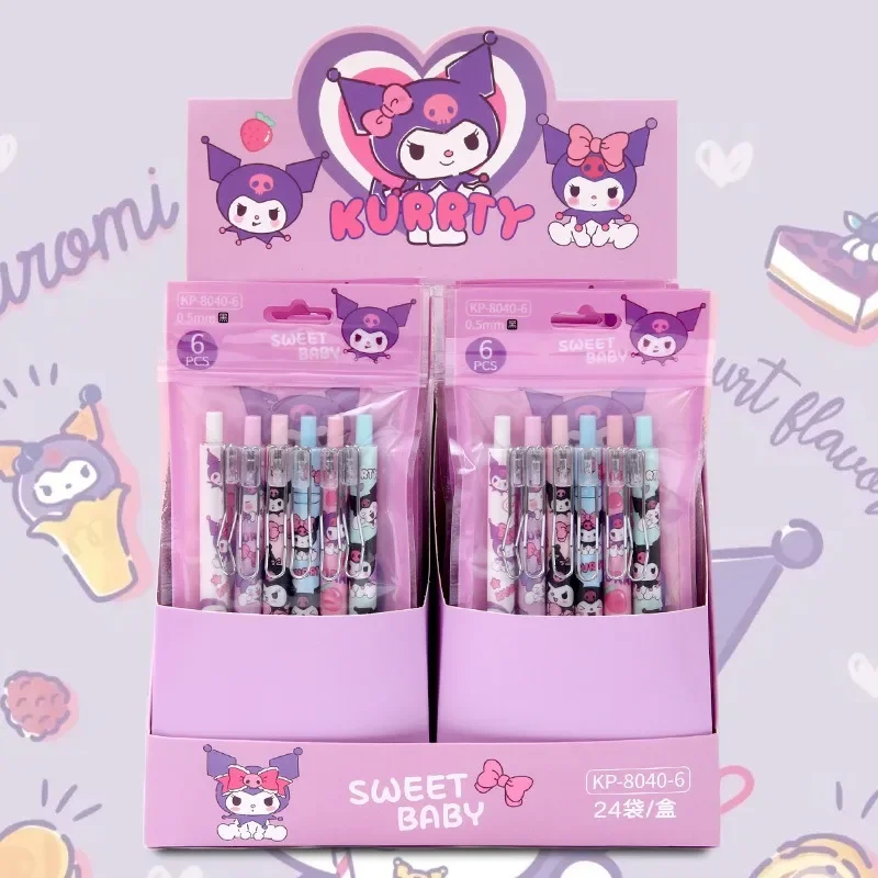 Sanrio presleme kalem Anime Hello Kitty Melody mi melodi Cinnamoroll 0.5mm geri çekilebilir yaratıcı kalem kırtasiye öğrenci hediye siyah kalem