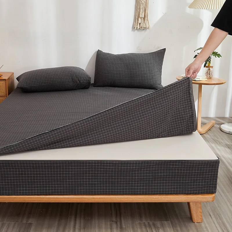 Six Sides Fully Enclosed 100% Cotton Mattress Cover with Zipper Skin-friendly Anti-allergy Cotton Fitted Sheet Customized Size